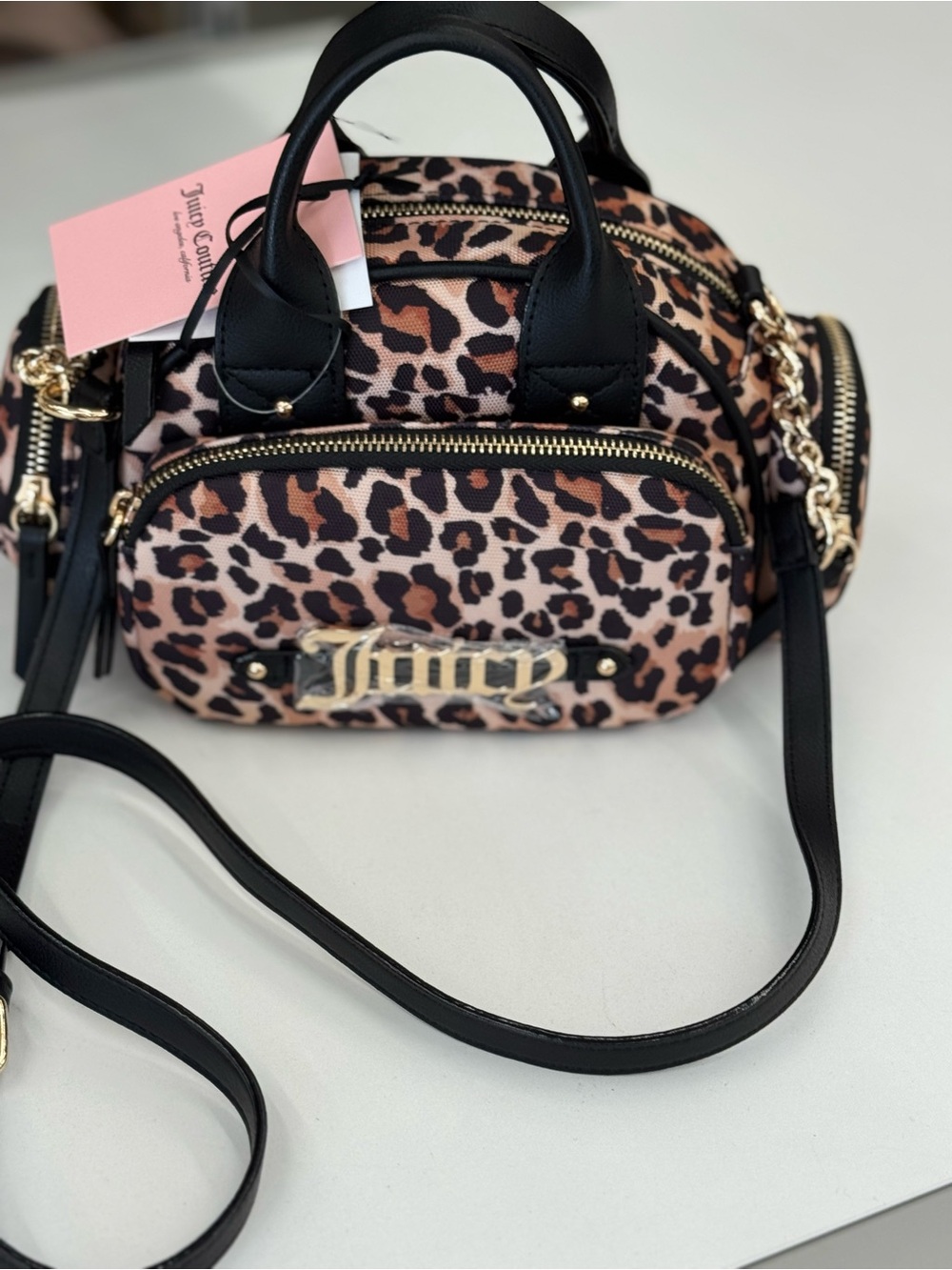 Juicy Couture Leopard Print Satchel Bag - Black Trim